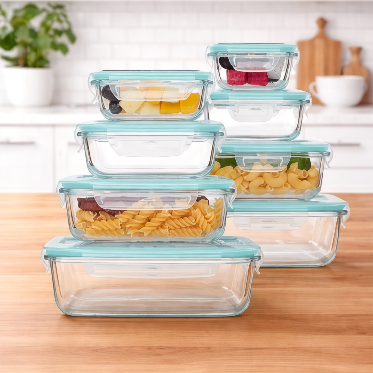 Szklane pojemniki na żywność 8 szt. – lunchboxy do piekarnika, mikrofali i zamrażarki